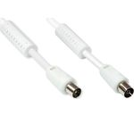 SAT Antennenkabel Koax Stecker an Koax Buchse 2x Ferritkern weiß 1,5m