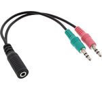 InLine Audio Headset Adapterkabel 2x3,5mm Klinke St->3,5mm Bu 4pol OMTP