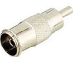 Adapter IEC-Buchse (Koax-Buchse 9,5mm, IEC-Buchse, IEC-Kupplung, Koaxkupplung) auf Cinch-Stecker (RCA-Stecker)