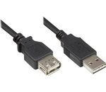 Verlängerungskabel USB 2.0 EASY Stecker A an Buchse A, schwarz, 0,5m, Good Connections®