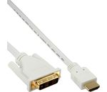 InLine® HDMI-DVI Kabel, weiß / gold, HDMI Stecker auf DVI 18+1 Stecker, 1,5m