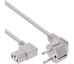 InLine® Netzkabel, Schutzkontakt gewinkelt auf Kaltgerätestecker C13 gewinkelt, 0,5m, grau
