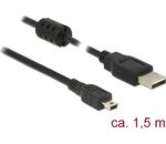 USB Kabel 2.0 Typ-A Stecker an USB 2.0 Mini-B Stecker, schwarz, 1,5 m Delock [84913]