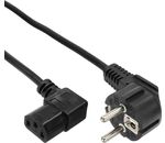 InLine® Netzkabel, Schutzkontakt gewinkelt auf Kaltgerätestecker C13 rechts abgewinkelt, 0,3m, schwarz