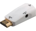 Kompakter HDMI™/VGA Adapter inkl. Audio, vergoldet; Kompakter HDMI™/VGA Adapter inkl. Audio, vergoldet, Weiß - HDMI™ Standard-Stecker (Typ A) > VGA-Buchse (15-polig) + Klinke 3,5 mm Buchse (3-Pin, stereo)