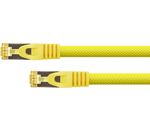 Python® Series RJ45 Patchkabel mit Cat. 7 Rohkabel, Rastnasenschutz (RNS®) und Nylongeflecht, S/FTP, PiMF, halogenfrei, 500MHz, OFC, gelb, 7,5m