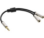 InLine® Slim Audio Y-Kabel Klinke 3,5mm ST an 2x Klinke BU, 0,15m