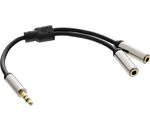 InLine Slim Audio Y-Kabel Klinke 3,5mm ST an 2x Klinke BU, 0,15m