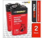 2 HEITECH Longlife Alkaline Rauchmelder Batterien 9Volt E-Block (2er Blister)