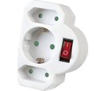 Schaltbare Mehrfachsteckdose Steckdosenadapter 3-fach 1 Schuko/2 Euro