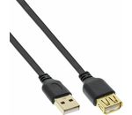 InLine® USB 2.0 Flachkabel Verlängerung, A Stecker / Buchse, schwarz, Kontakte gold, 1,5m
