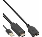 InLine HDMI ST zu DisplayPort BU Konverter Kabel, 4K, schwarz/gold, 0,3m