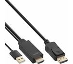 InLine HDMI zu DisplayPort Konverter Kabel, 4K, schwarz/gold, 1,5m