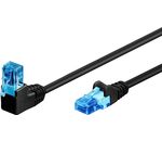 CAT 6A Patchkabel 1x 90° gewinkelt, U/UTP, Schwarz; CAT 6A Patchkabel 1x 90° gewinkelt, U/UTP, Schwarz, 0.25 m - Rastnase oben, CCA Kupfergemisch