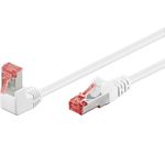 CAT 6 Patchkabel 1x 90° gewinkelt, S/FTP (PiMF), Weiß; CAT 6 Patchkabel 1x 90° gewinkelt, S/FTP (PiMF), Weiß, 5 m - Rastnase oben, LSZH halogenfrei, Kupfer