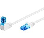 CAT 6A Patchkabel 1x 90° gewinkelt, U/UTP, Weiß; CAT 6A Patchkabel 1x 90° gewinkelt, U/UTP, Weiß, 3 m - Rastnase oben, CCA Kupfergemisch
