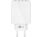 4-fach USB-Ladegerät 30W; 4-fach USB-Ladegerät 30W, Weiß - mit 4x USB-Buchse, flache Bauform
