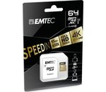 SD MicroSD Card 64GB Emtec SDHC CL.10 Speedin inkl. Adapter