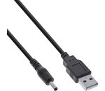 InLine USB DC Stromadapterkabel, USB A Stecker zu DC 3,5x1,35mm Hohlstecker, schwarz, 3m