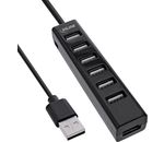 InLine USB 2.0 Hub, 7-Port, schwarz, mit 1m USB DC Kabel, schwarz