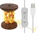LED-Lichterkette "Garnspule", klein; mit USB-Kabel 3 m, Lichterkette 10 m mit 100 Micro-LEDs in Warmweiß (2700 K) und Schalter (Ein/Aus)