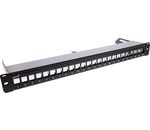 InLine Patchfeld 24-fach, Keystone Snap-In Leerblech Patchpanel, 48,26cm (19"), 1HE, schwarz