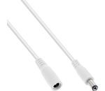 InLine DC Verlängerungskabel, DC Stecker/Buchse 5,5x2,1mm, AWG 18, weiß, 0,5m