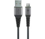 Micro-USB-auf-USB-A-Textilkabel mit Metallsteckern 1 m; Kabellänge; 1 m