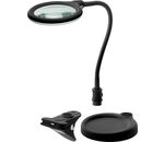 LED-Stand-/Klemm-Lupenleuchte, 6 W, schwarz; 480 lm, 100 mm Glaslinse, 1,75-fache Vergrößerung, 3 Dioptrien; Farbversion