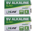 InLine Alkaline High Energy Batterie, 9V Block 6LR61, 2er Pack