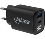 InLine® USB PD Netzteil, GaN Ladegerät, 2-Port, USB-C + USB-A, 30W, mit Display
