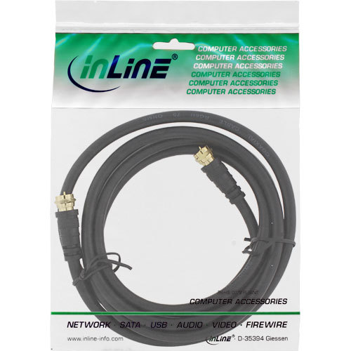 5m SAT-Anschlusskabel, 2x geschirmt mit Filter, 2x F-Stecker, >85dB, schwarz