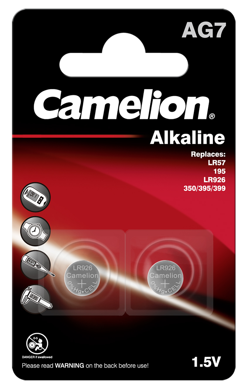 20x Knopfzelle AG7-LR57-LR926-395 Alkaline Uhrenbatterie von Camelion 