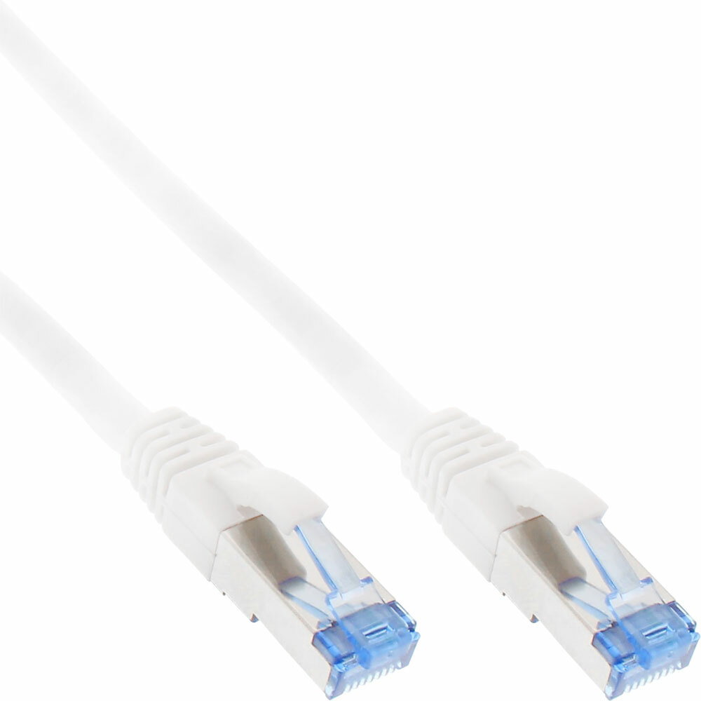 3x InLine Patchkabel, S/FTP (PiMf), Cat.6A, 500MHz, Kupfer, weiß, 0,3m
